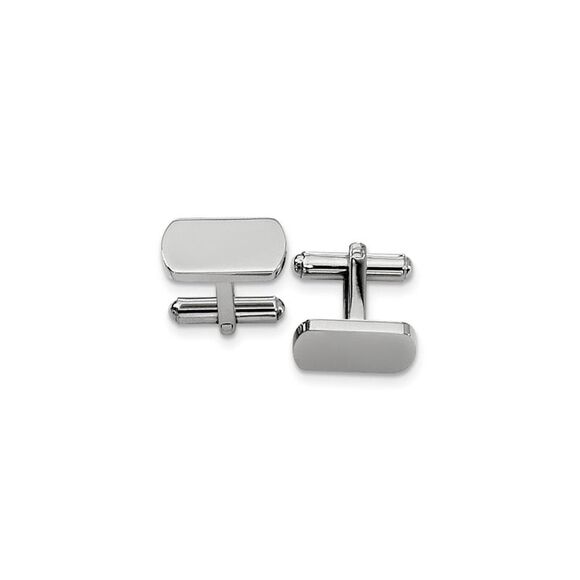 Men's Stainless Steel Polished Rectangular Cuff Links 8 x 18mm